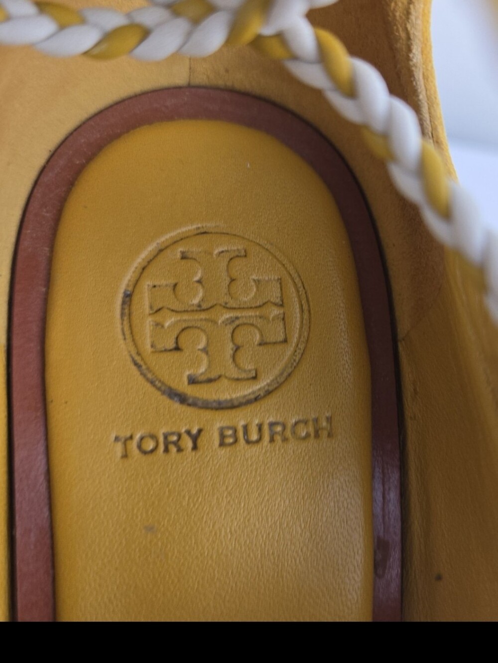 Tory Burch Mustard Yellow Espadrille Lace-Up Wedge Sandals - Picture 10 of 12